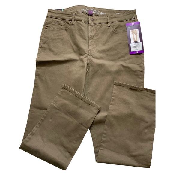 Gloria Vanderbilt Khaki Pants Women 14 Mid Rise Rail Straight Leg Stretch Casual - Picture 4 of 14